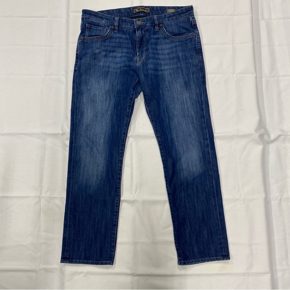 34 Heritage Men's Courage Straight Mid-Rise Jeans in Indigo Blue 36/30